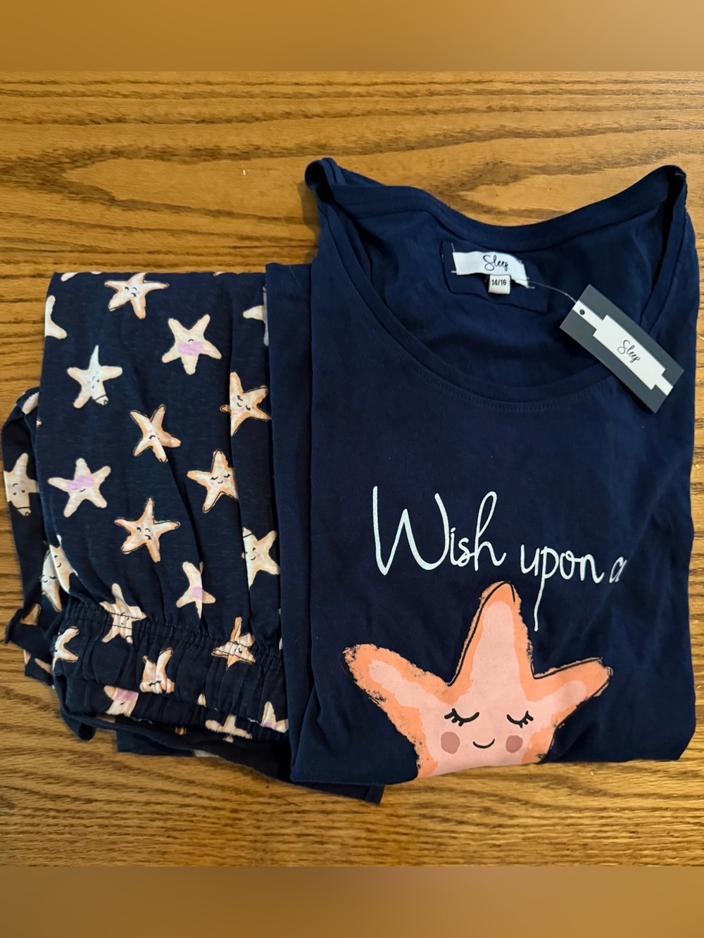 Sleep Navy Starfish Pajama Set - Wish Upon a Star - Women’s 14/16 NWT